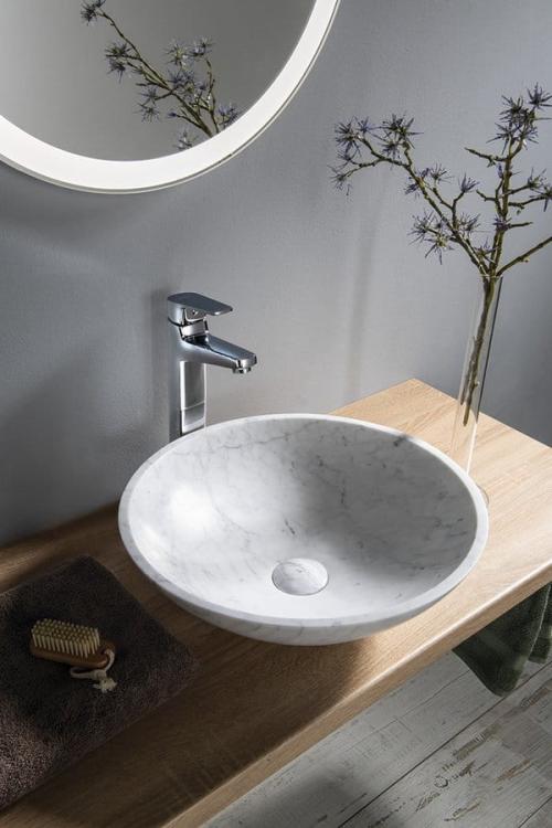 BLOK umywalka kamienna 42x14 cm, biała carrara 2401-42