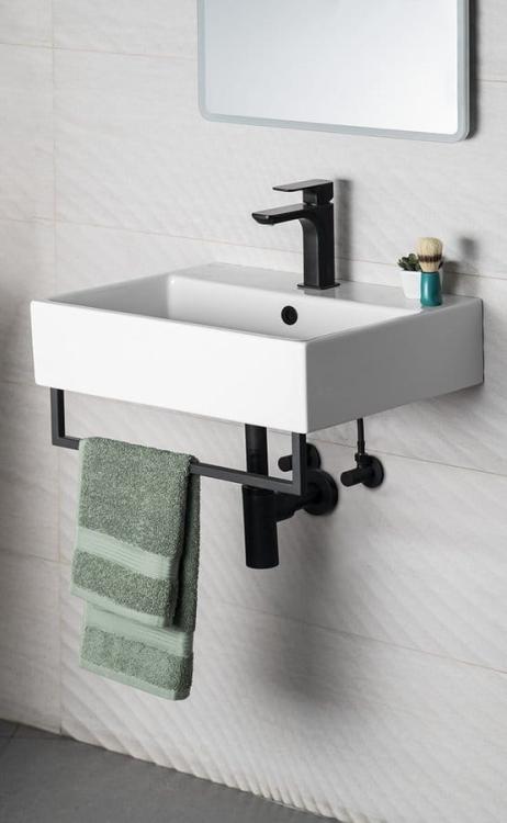 HANG wieszak na ręczniki pod umywalkę 460x98mm, czarny mat HG460