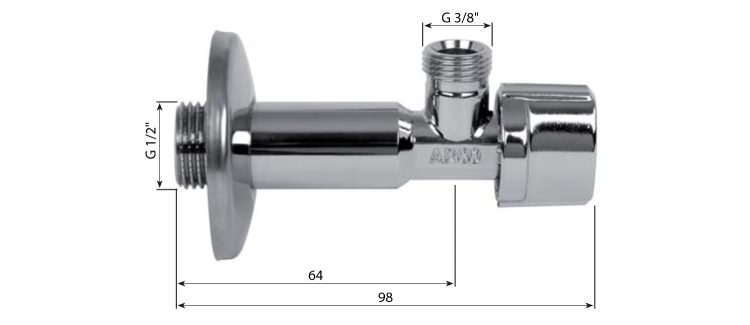 ARCO zawór kątowy długi A-80 1/2"x3/8", anticalc, chrom NOV88MAC