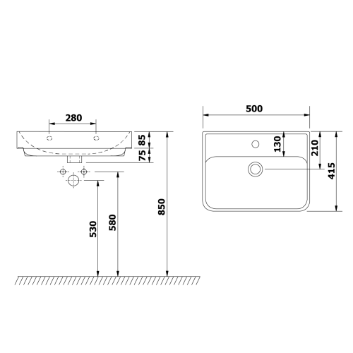 NEON umywalka ceramiczna 45x41,5 cm 201.130.0