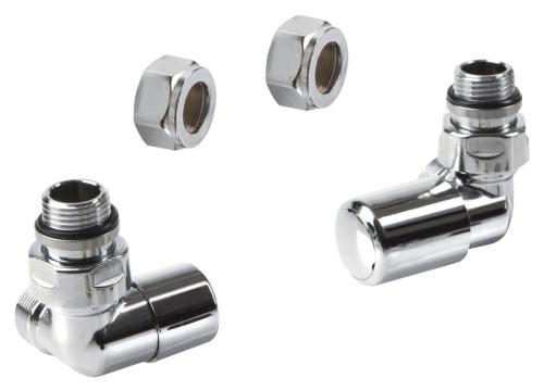 FIRST CORNER Zestaw zaworów grzejnikowych 1/2 prawy, kątowy, chrom CP920S