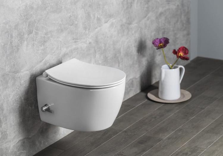 SENTIMENTI WC wiszące Rimless, z prysznicem bidetowym i zawor, 36x51 cm, biały 10ARS1010