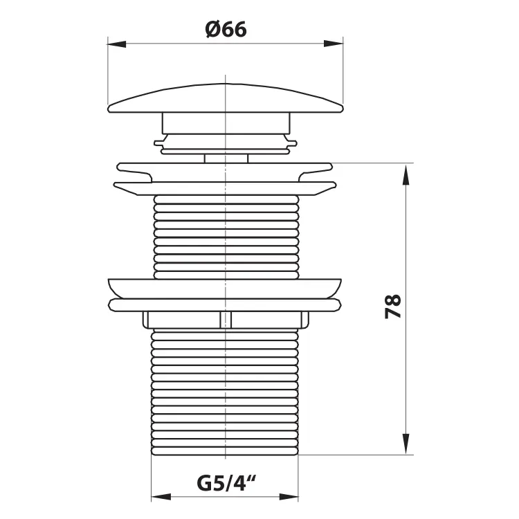 AURUM korek umywalkowy 5/4", klik- klak, miedź ND-AU300 rysunek