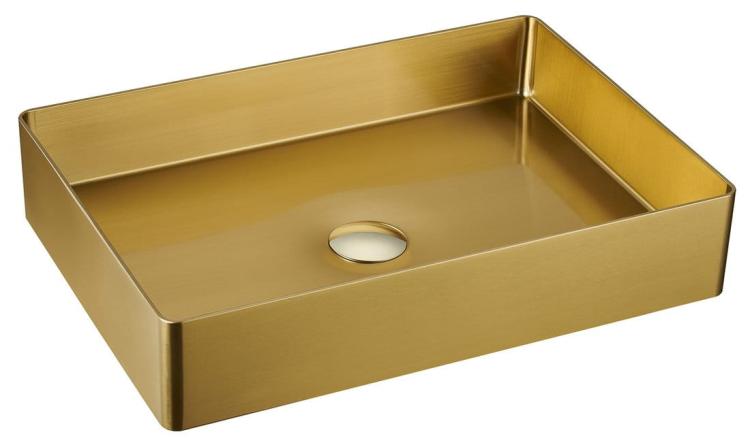 AURUM umywalka ze stali nierdzewnej 50x35 cm, z korkiem, złoty mat AU203