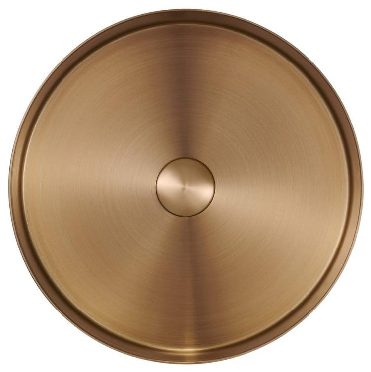 AURUM umywalka ze stali nierdzewnej, średnica 38 cm, z korkiem, miedź AU301  AU301