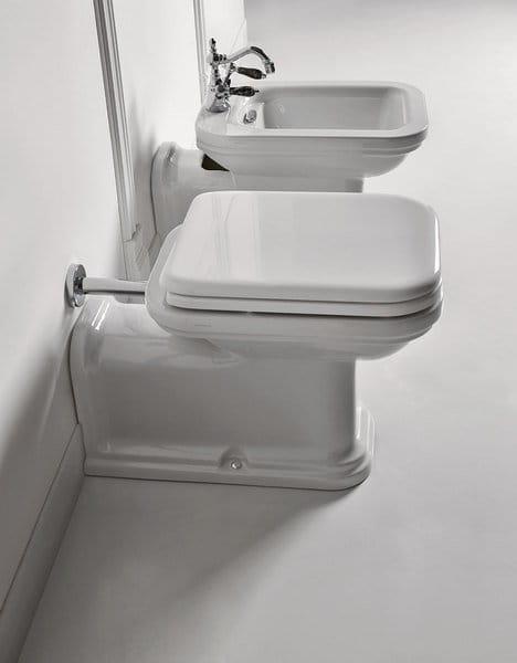 WALDORF Miska stojąca ceramiczna WC 37x42x65cm odpływ pionowy/poziomy 411601 z bidetem