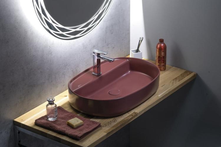 INFINITY OVAL umywalka ceramiczna nablatowa, 60x40 cm, Maroon Red mat 10NF65060-2R wizualizacja
