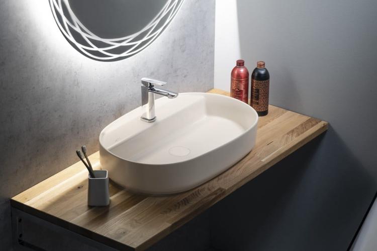 INFINITY OVAL umywalka ceramiczna nablatowa, 60x40 cm, Ivory 10NF65060-2K aranżacja