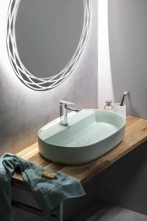 INFINITY OVAL umywalka ceramiczna nablatowa, 60x40 cm, Mint mat 10NF65060-2T aranżacja