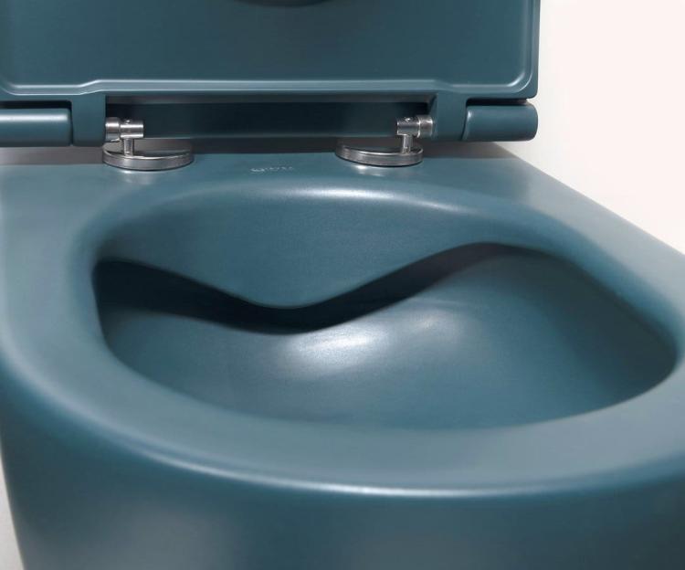 INFINITY miska WC wisząca, Rimless, 36,5x53cm, Petrol mat 10NF02004-2P z bliska
