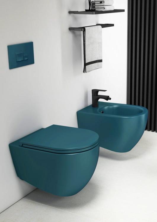 INFINITY miska WC wisząca, Rimless, 36,5x53cm, Petrol mat 10NF02004-2P wizualizacja