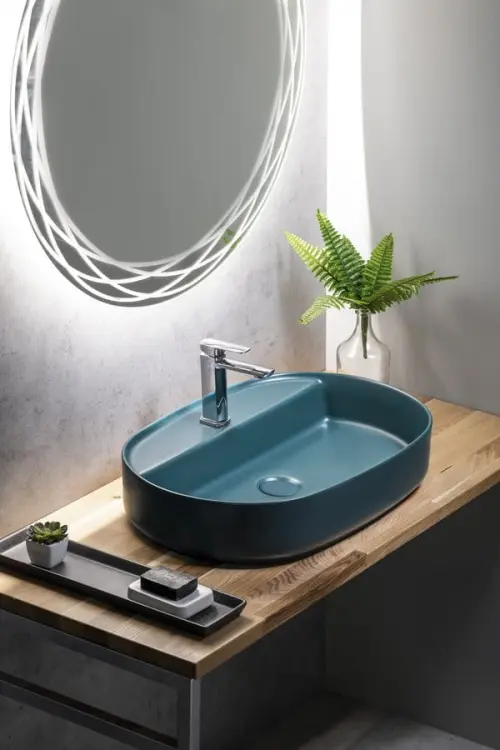 INFINITY OVAL umywalka ceramiczna nablatowa, 60x40 cm, Petrol mat 10NF65060-2P wizualizacja