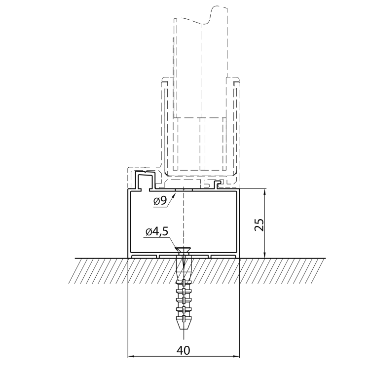 DEEP profil poszerzający 25mm, wysokość 1650mm MD625 rysunek