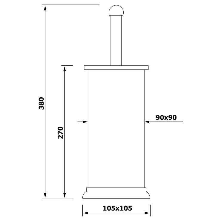 SIMPLE LINE szczotka WC, stal nierdzewna szczotkowana GA1210  wymiary