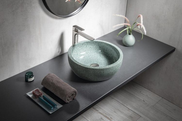 PRIORI Umywalka ceramiczna nablatowa, okrągła 42x15 cm, kolor zielony PI013 wizualziacja