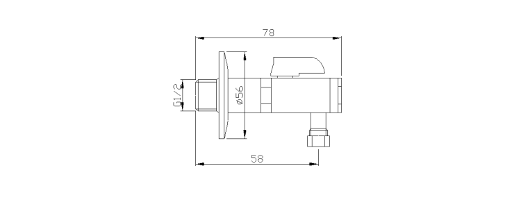 Zawór kątowy 1/2 x 3/8 złoto 2020ZL wymiary