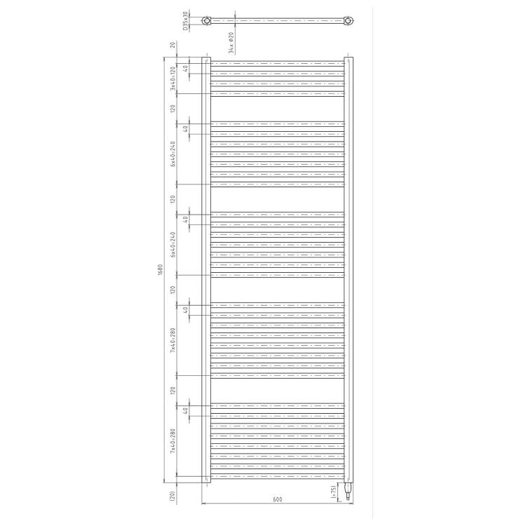DIRECT-E grzejnik elektryczny 600x1680 mm, 800 W, biały ILE66T wymiary