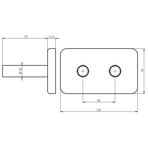 WICHER rozeta maskująca zespolona do zaworów o rozstawie 50 mm, czarny mat 600.315.6 wymiary