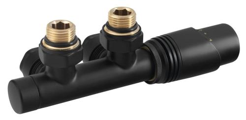 WICHER zestaw przyłączeniowy termostatyczny zespolony 50mm, czarny mat 600.311.6