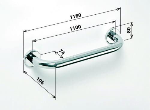 Poręcz łazienkowa prosta 110 cm stal nierdzewna 301101101, wymiary