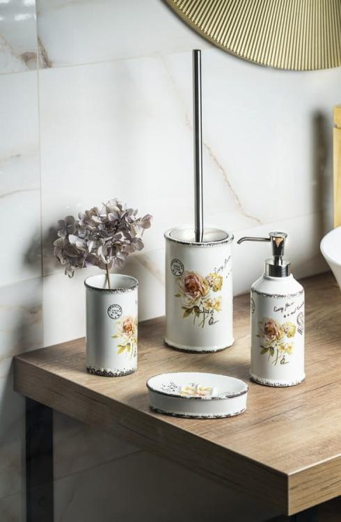 CLOTHILDE Szczotka WC do postawienia, biały ceramika CI3302 zestaw