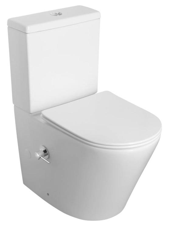 PACO RIMLESS kompakt WC ze zintegrowaną baterią i funkcją bidetu , odpływ uniwersalny PC1012RX bokiem