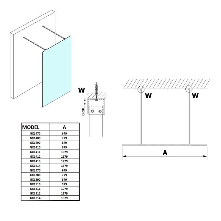 VARIO szkło nordic 1200x2000mm GX1512  montaż