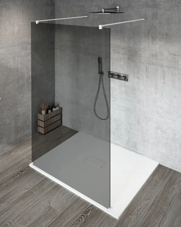 VARIO WHITE jednoczęściowa kabina prysznicowa Walk-In, szkło dymione, 1300 mm GX1313GX2215