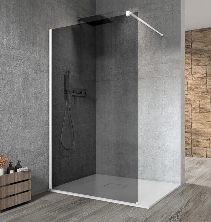 VARIO WHITE jednoczęściowa kabina prysznicowa Walk-In, montaż przy ścianie, szkło dymione, 700 mm GX1370GX1015