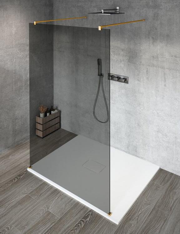VARIO GOLD MATT jednoczęściowa kabina prysznicowa Walk-In, szkło dymione, 1400 mm GX1314-02