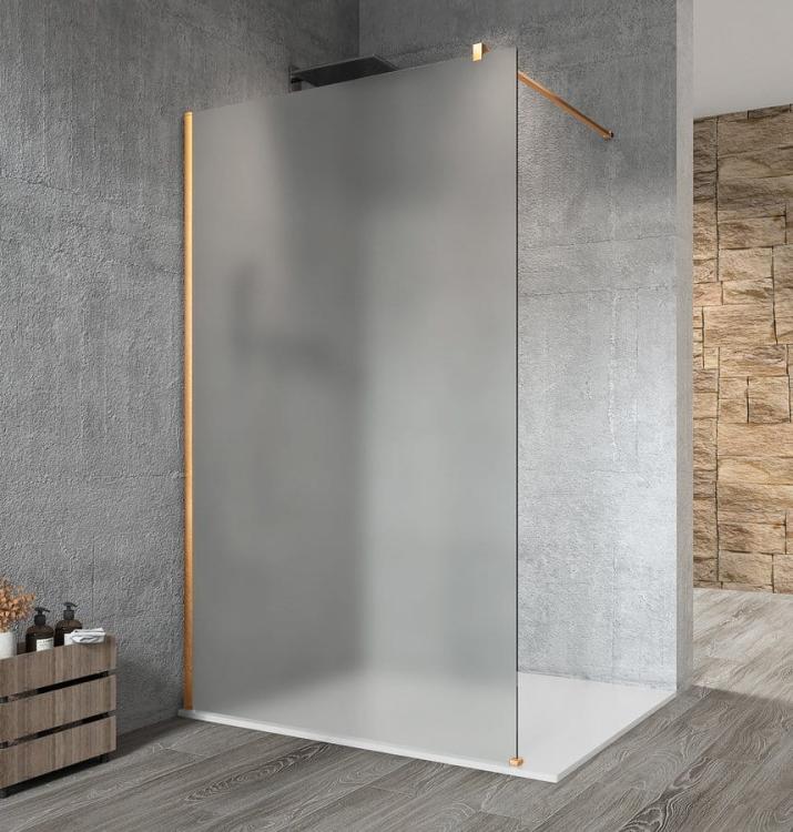 VARIO GOLD MATT jednoczęściowa kabina prysznicowa Walk-In, montaż przy ścianie, szkło matowe, 1400 mm GX1414-01