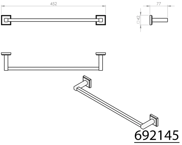 COLORADO Wieszak na ręcznik 450 mm 692145 wymiary