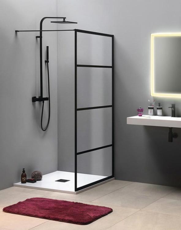 CURE BLACK walk-in, 700 mm, szkło czyste CB70