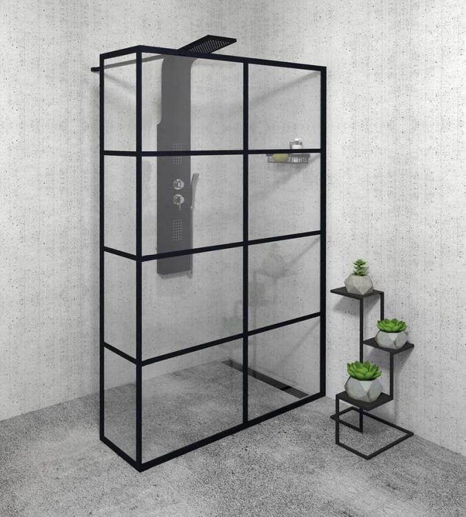 CURE BLACK walk-in, 1200 mm, szkło czyste CB120 ze ścianką