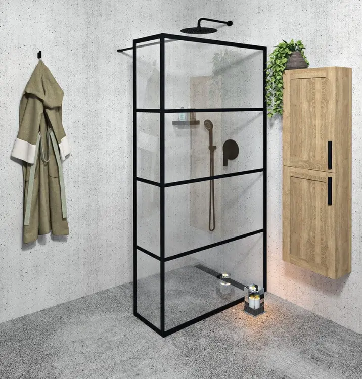 CURE BLACK walk-in, 1100 mm, szkło czyste CB110 ze ścianką