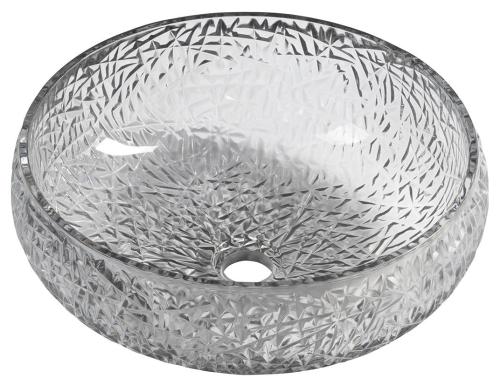 GAVIOTA grawerowana szklana umywalka nablatowa Ø 42 cm, czarna TY306