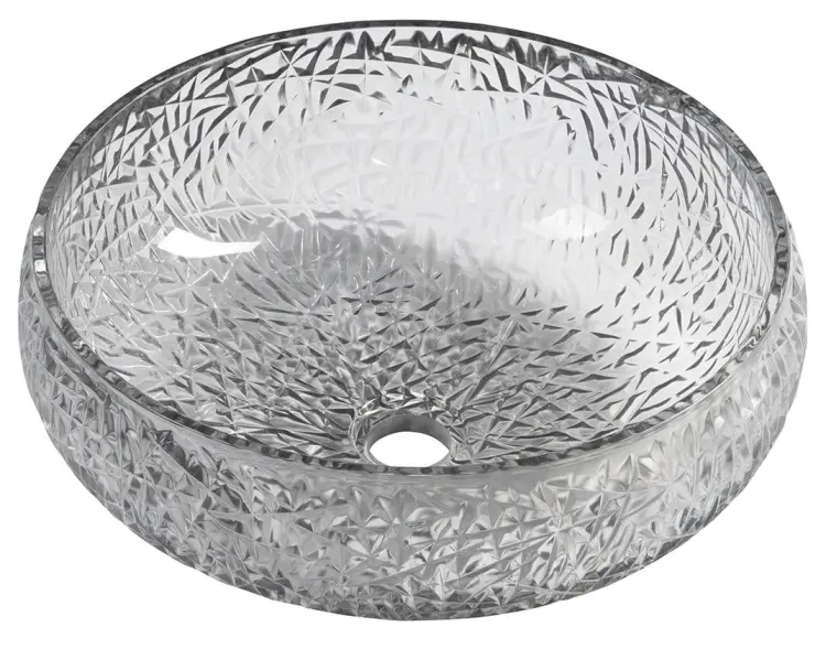 GAVIOTA grawerowana szklana umywalka nablatowa Ø 42 cm, czarna TY306