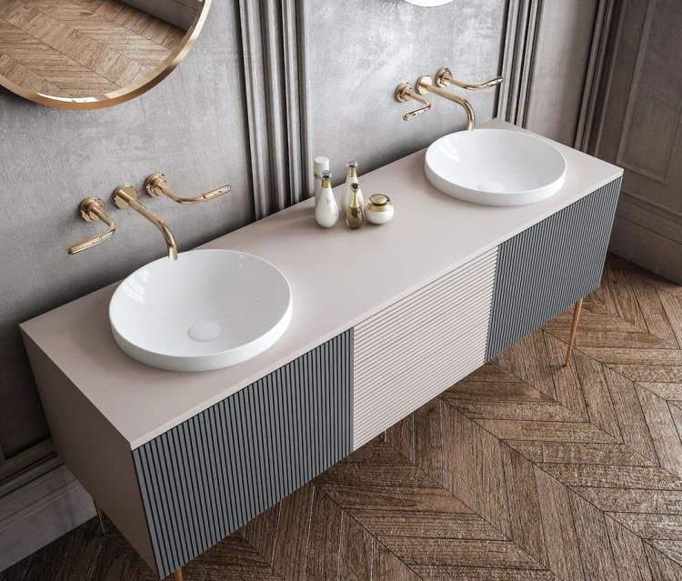 Umywalka ceramiczna wpuszczana w blat, średnica 43cm, biały 3041 wizualizacja