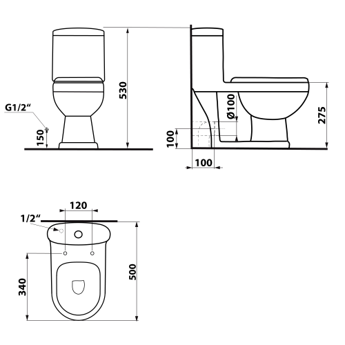 PETIT kompakt WC dla dzieci, odpływ pionowy/poziomy, biały PT520 wymiary