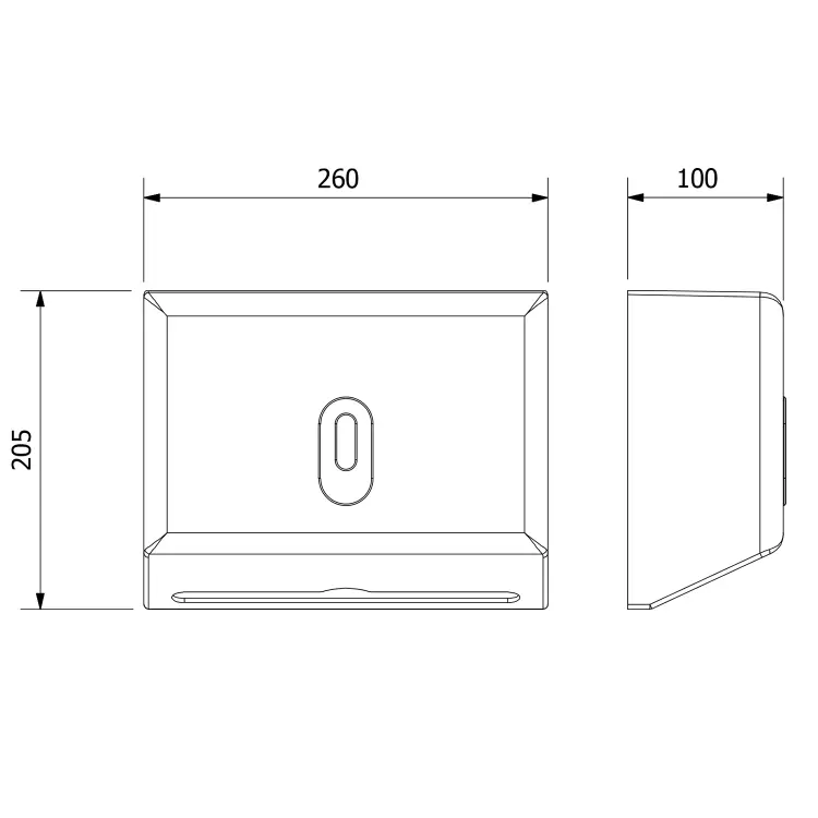 EMIKO Zasobnik na ręczniki papierowe 260x205 mm, ABS biały 1319-81  wymiary