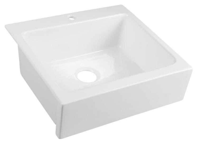 ARYA zlewozmywak ceramiczny 66x62cm z otworem na baterię, biały 50166
