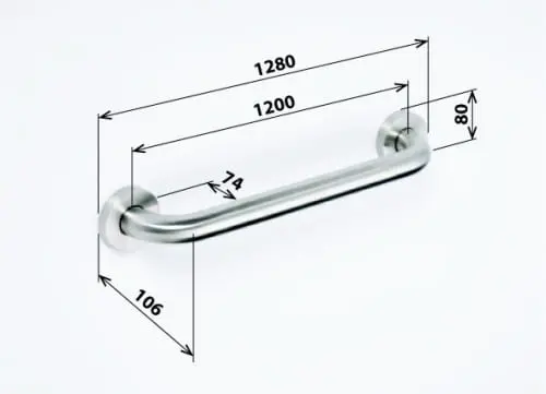 Poręcz łazienkowa prosta 120 cm stal nierdzewna szczotkowana 301101202, wymiary