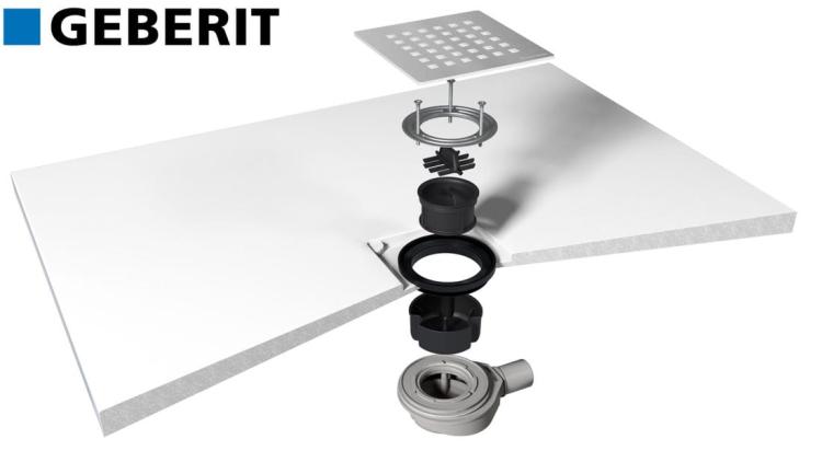 FLEXIA GEBERIT syfon do brodzików, 90mm, DN40, stal nierdzewna mat 17731  przekrój