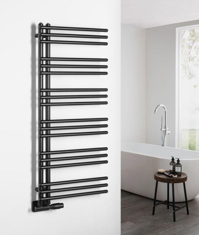 POSEIDON grzejnik łazienkowy 450x1140mm, czarny mat PS411B  wizualizacja