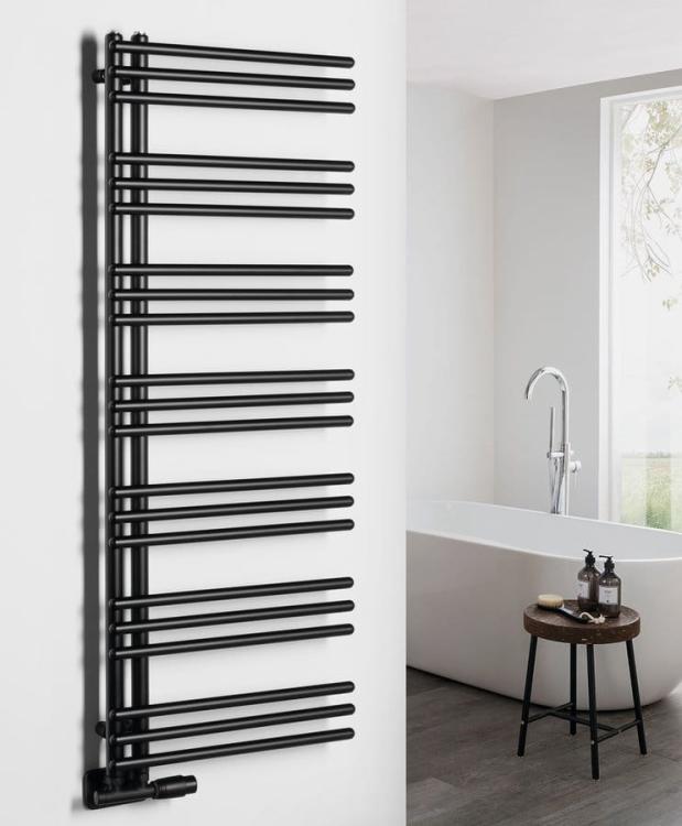 POSEIDON grzejnik łazienkowy 550x1340 mm, czarny mat PS513B wizualizacja
