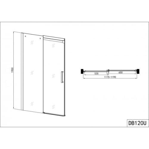 ELEGANCE Drzwi prysznicowe do wnęki przesuwne 117,5-118,5x195 cm DB120U rysunek