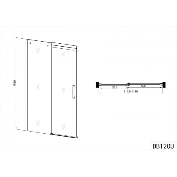 ELEGANCE Drzwi prysznicowe do wnęki przesuwne 117,5-118,5x195 cm DB120U rysunek