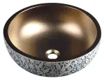 PRIORI umywalka ceramiczna nablatowa Ø 41 cm, miedź/niebieski z wzorem PI037