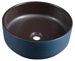 PRIORI umywalka ceramiczna nablatowa Ø 41 cm, niebieski/brązowy PI033