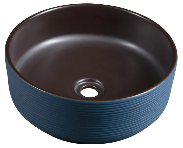 PRIORI umywalka ceramiczna nablatowa Ø 41 cm, niebieski/brązowy PI033
